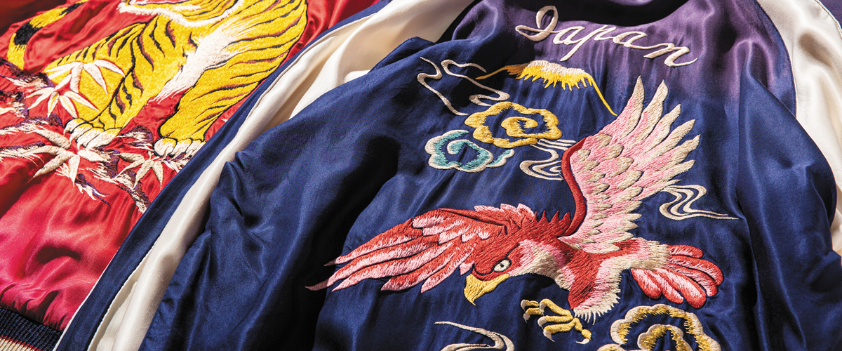 東洋 TAYLOR TOYO TT15173-125 ACETATE SUKA スカジャン Early 1950s Style Acetate Souvenir Jacket “ROARING TIGER” × “EAGLE”